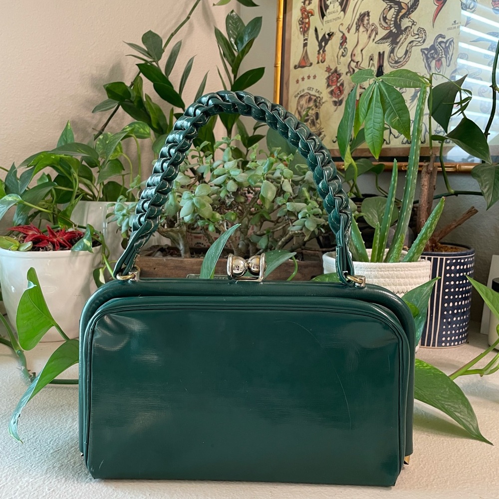 Vintage Green Purse with snap clutch